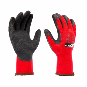 GUANTE SPROFLEX TEJIDO ROJO RECUBIERTO PALMA LATEX NEGRO Talla M